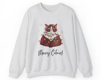 Meowy Christmas Grumpy Cat Unisex Heavy Blend Crewneck Sweatshirt