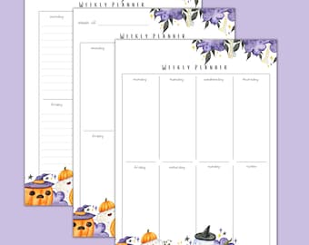 Weekly Planner Template - Halloween Watercolor - Printable, GoodNotes