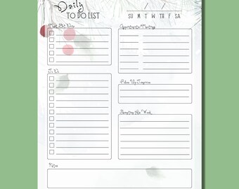 Printable/Digital Planner Holly Berries Daily To Do List - US Letter - Editable Instant Download - Blank Fillable PDF