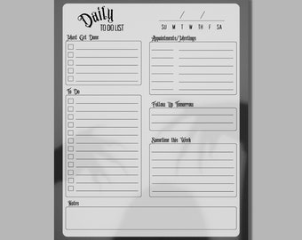 Printable/Digital Planner Creepy Shadow Daily To Do List - US Letter - Editable Instant Download - Blank Fillable PDF