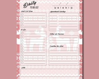 Printable/Digital Planner Christmas Sweater Daily To Do List - US Letter - Editable Instant Download - Blank Fillable PDF