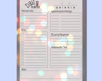 Printable/Digital Planner Holiday Lights Daily To Do List - US Letter - Editable Instant Download - Blank Fillable PDF