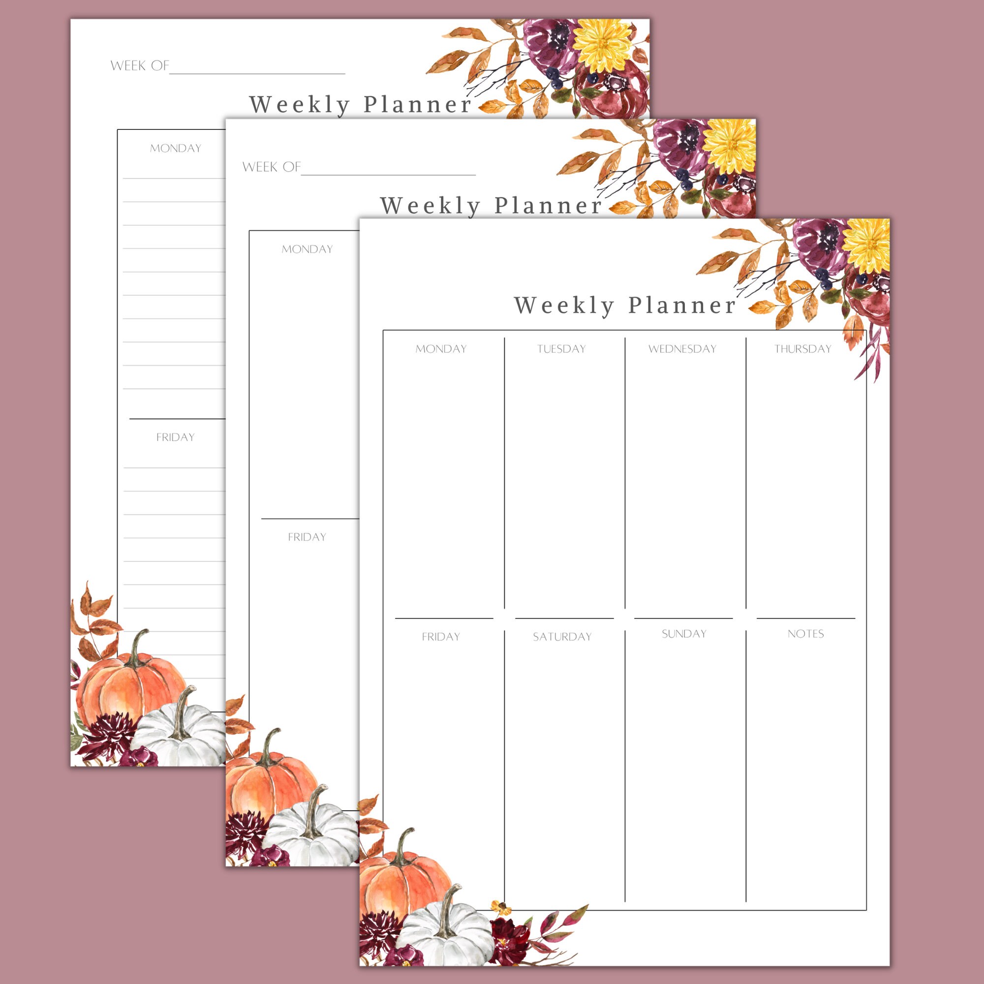 Weekly Planner Template - Fall Aesthetic - Printable, Goodnotes - Etsy