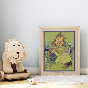The Wonderful Wizard of Oz Wall Decor, 1900 The Cowardly Lion Storybook Page Digital Art Print | PRINTABLE Vintage Wizard of Oz Illustration