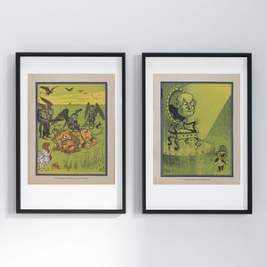 Set of 2 The Wonderful Wizard of Oz, 1900, Inside Pages, Colored Digital Art Prints | PRINTABLE Vintage Wizard of Oz Illustration, Fantasy