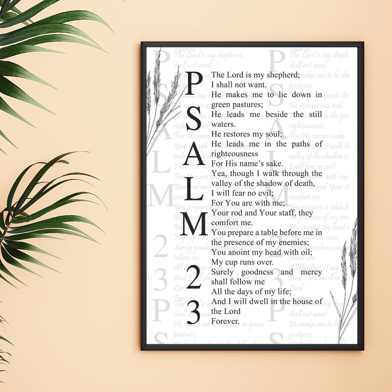 Psalm 23 Scripture Wall Art, Bible Verse Digital Print, Print and Frame ...