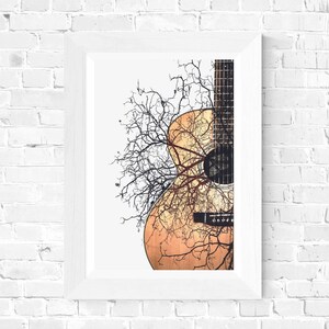 Creative Guitar Wall Art, Nature and Music Poster, Music Print Abstract Acoustic Guitar Wall Decor, Modern Guitar Instant Download PRINTABLE