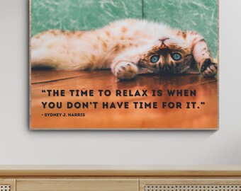 Adorable Cat Digital Print | Relaxation Self-Care Cat Poster | Instant Download Cat Lover Gift | Multiple Printable Sizes | Feline Wall Art