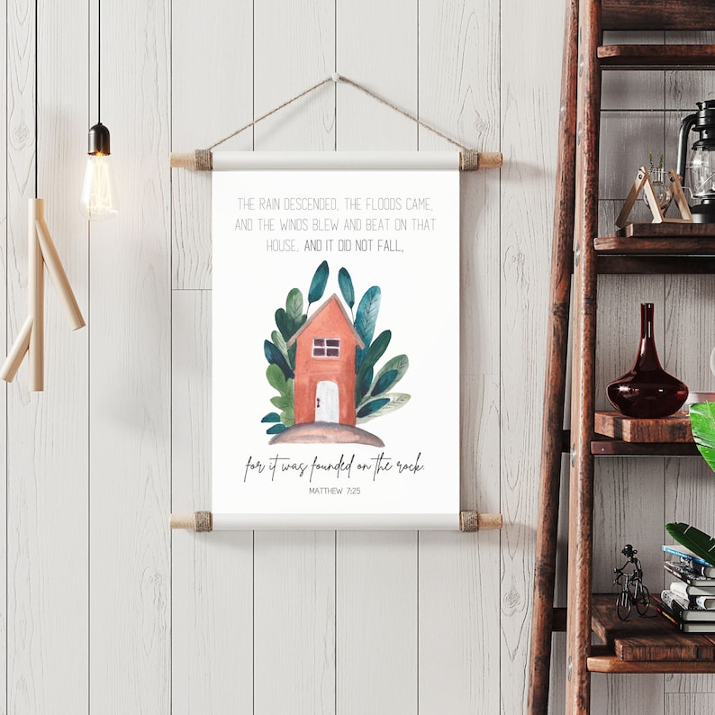 Matthew 725 The House Built On A Rock Scripture Wall Art Christian Matthew 725 the house built on a rock scripture wall art christian
