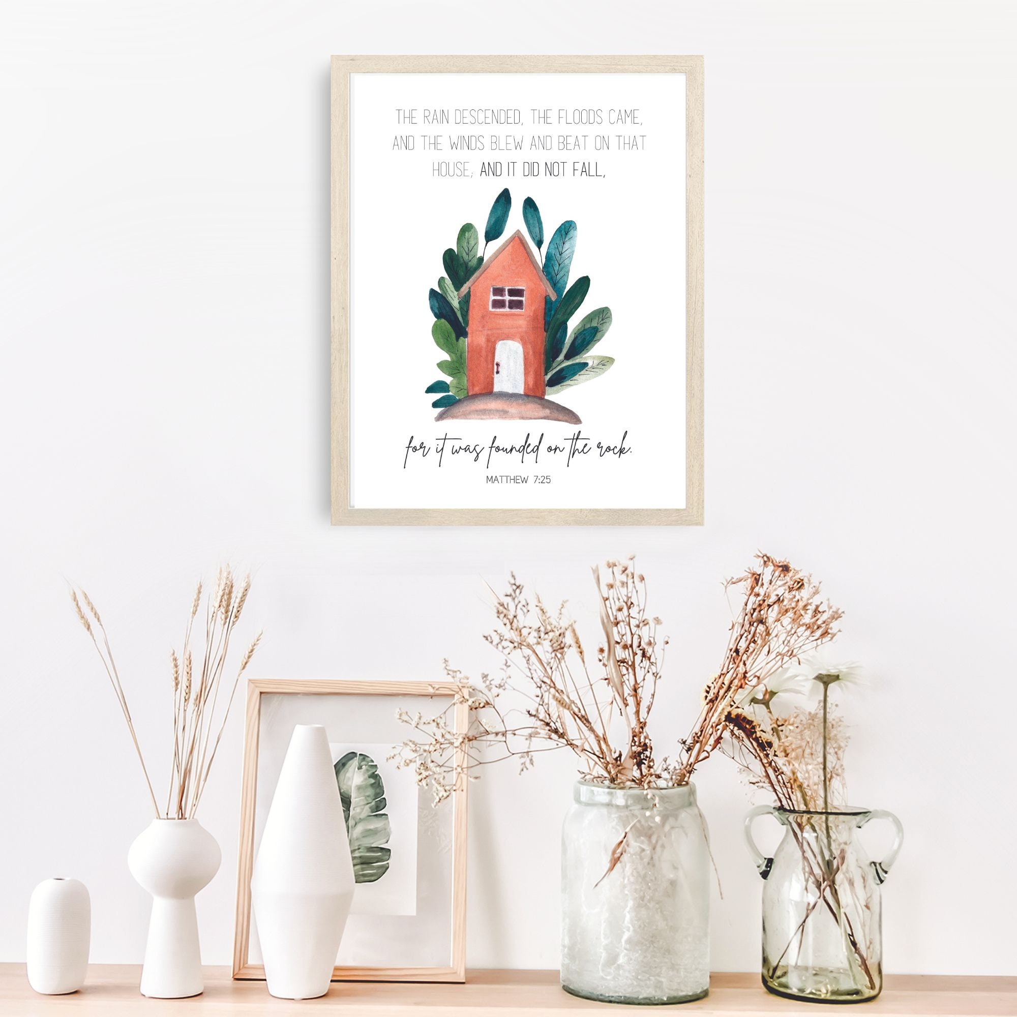 Matthew 725 The House Built On A Rock Scripture Wall Art Christian Matthew 725 the house built on a rock scripture wall art christian