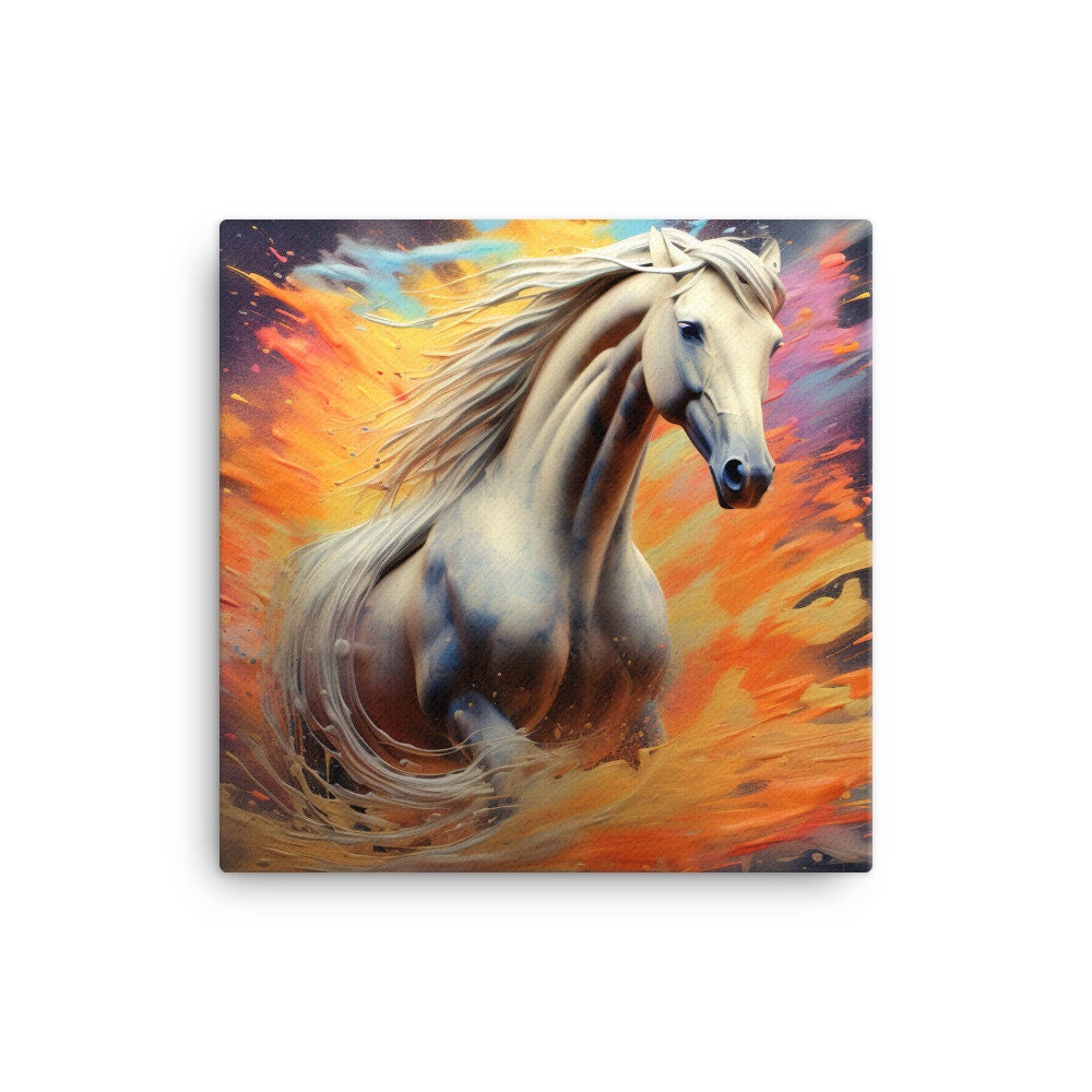 White Horse/ Canvas Wall Art Etsy
