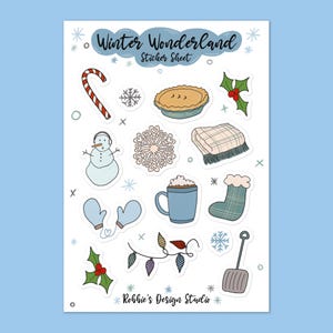 Winter Wonderland Themed Vinyl Sticker Sheet - A5 Size
