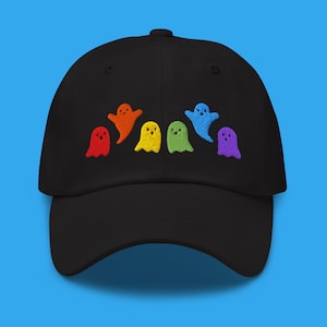 Rainbow ghosts embroidered dad hat - Embroidered baseball hat - Ghost hat - Two color options