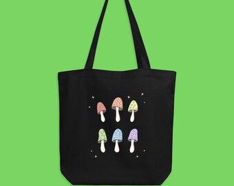 Mushroom tote bag - Mushroom bag - Organic cotton tote bag - Two colors available