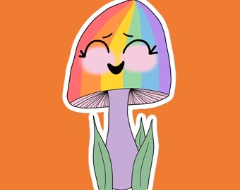 Rainbow Mushroom Vinyl Stickers - 3 Different Sizes