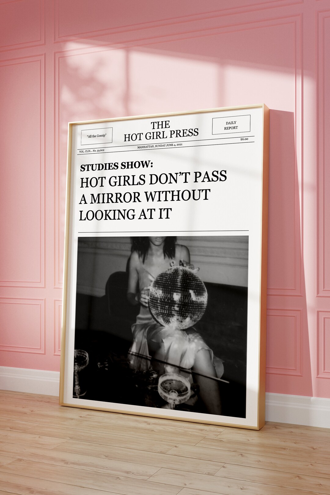 Trendy Headline Poster, Digital Download, Trendy Newspaper Print, Dorm