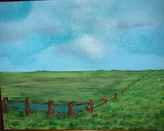 The pasture 11x14 framed acrylic painting