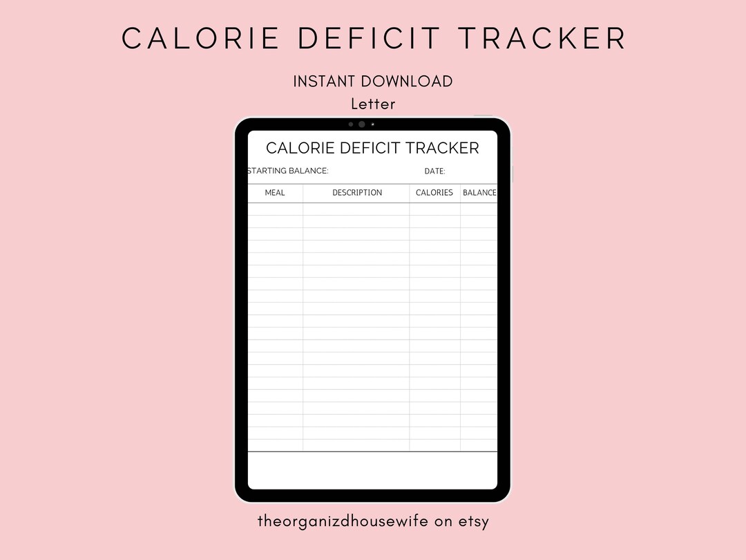 Calorie Deficit Printable, Fitness Tracker, Goal Setting, Progress ...