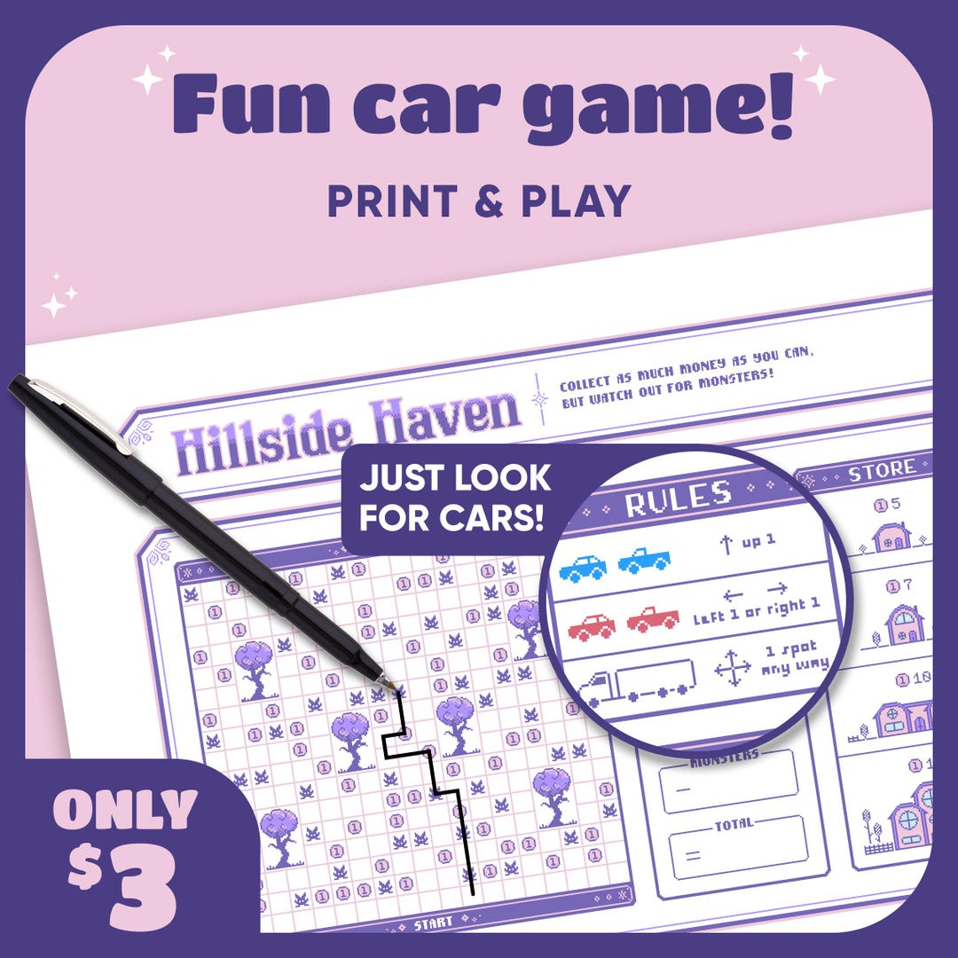 Kids Roadtrip Game, Print and Play Game, Travel Activity, Printable Board Game, Game for the Car ...