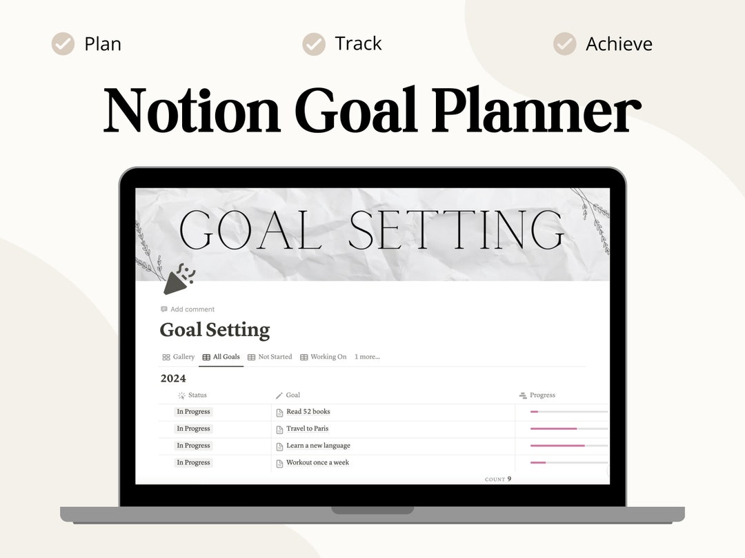 Notion Goal Planner for 2024 Yearly Goal Planner and Tracker, Goal Notion Goal Planner for 2024 Yearly Goal Planner and Tracker, Goal
