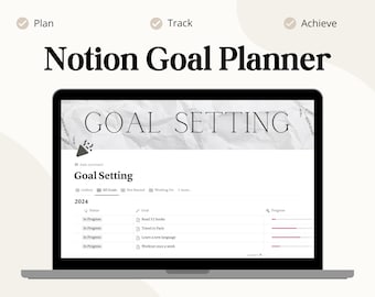 Notion Goal Planner Template | Yearly Goal Tracker, Vision Board & Dashboard