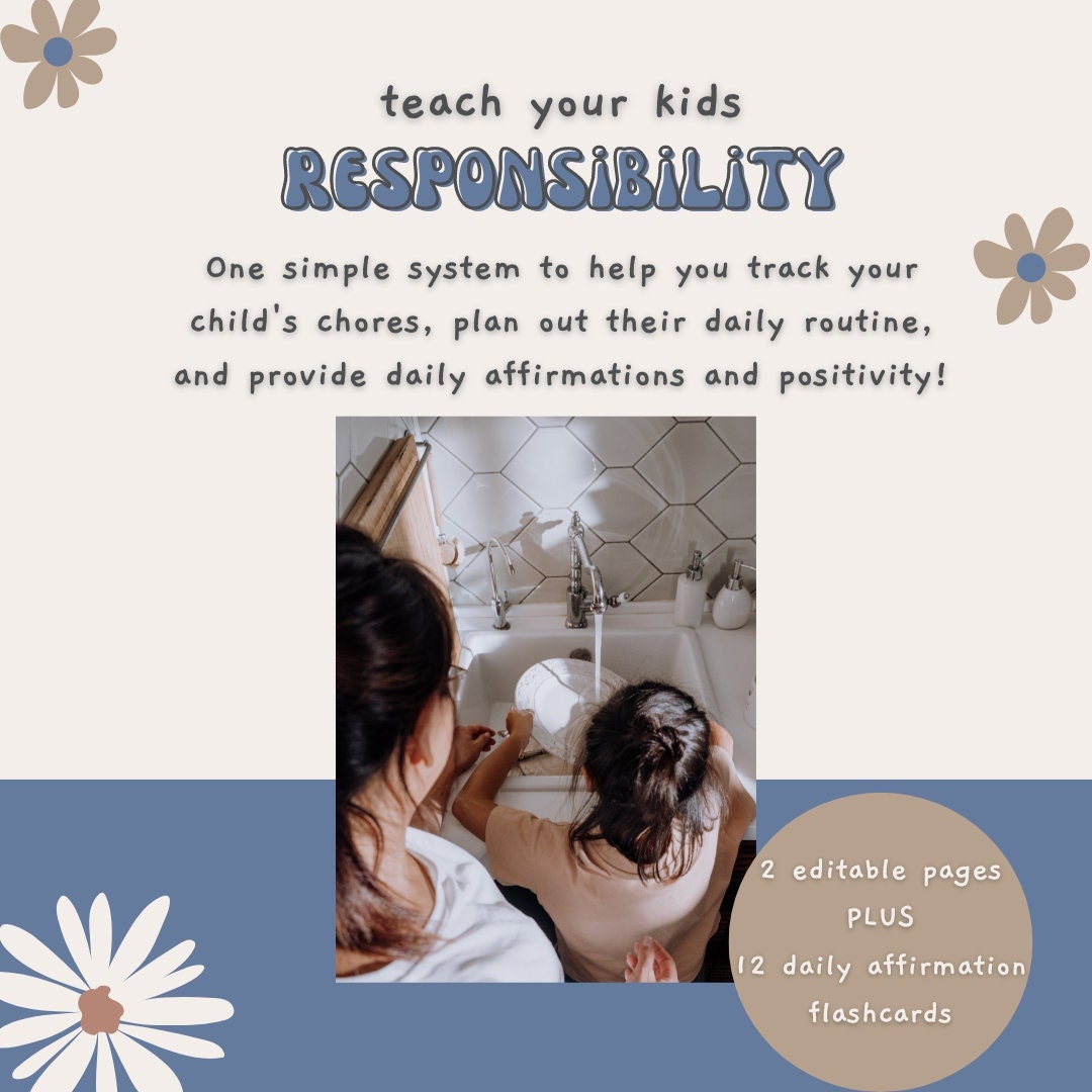 Kids Daily School Checklist Schedule Printable, Editable Chore Chart ...