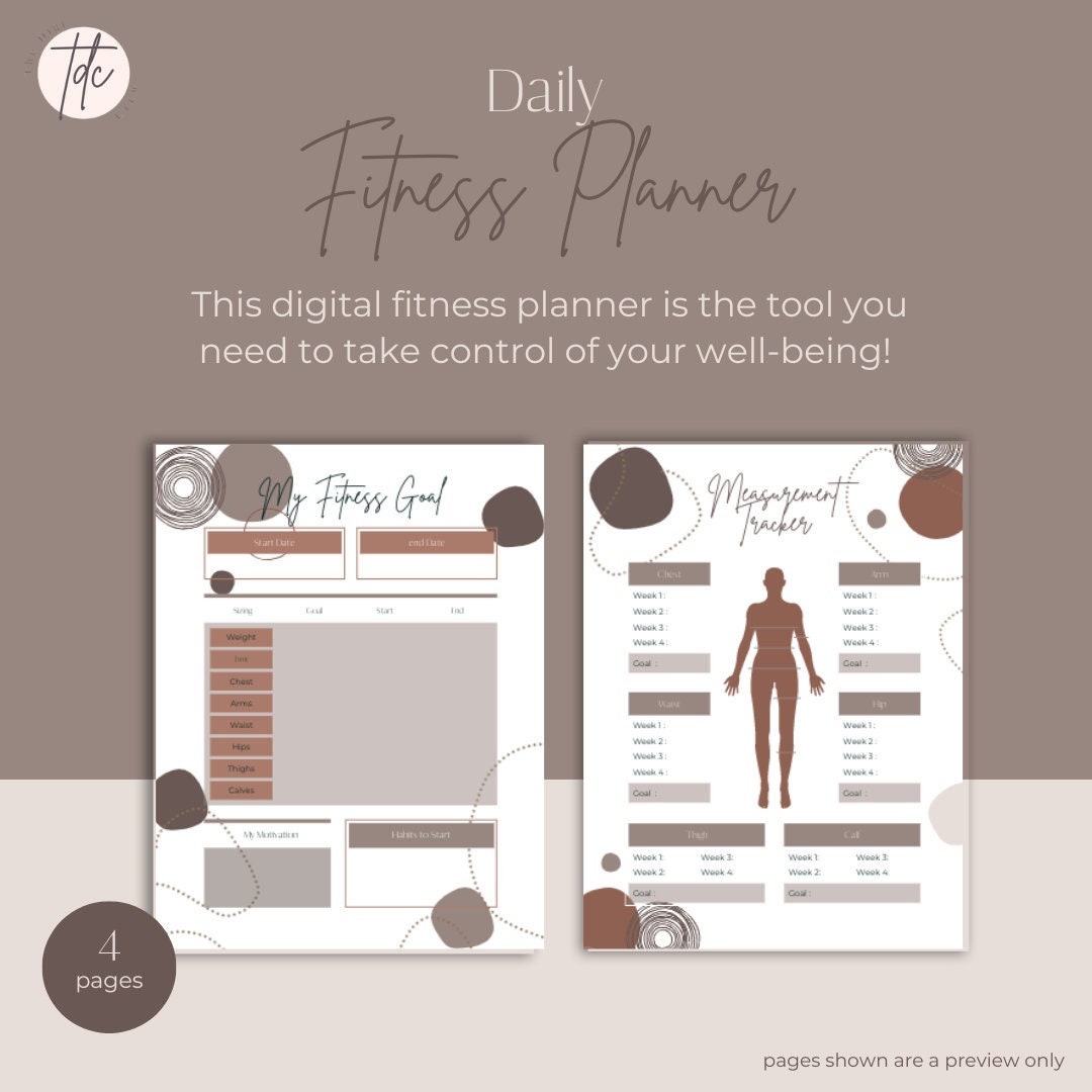 Health & Fitness Planner, 2023 Workout Log, Meal Plan, Habit Tracker