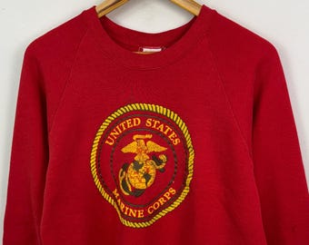 Vintage United States Marine Corps Logo Graphic Red Crewneck Sweatshirt size Large