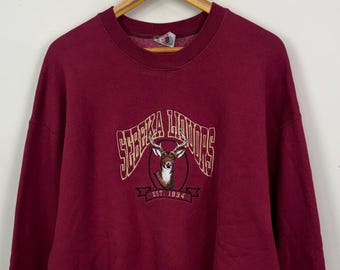 Vintage 90s Sebeka Liquors Deer Maroon Crewneck Sweatshirt size XXL