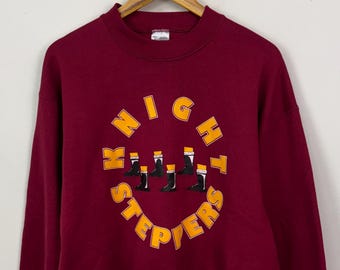 Vintage 90s Knight Steppers Graphic Maroon Crewneck Sweatshirt size Large