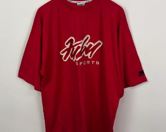 Vintage Y2K Fubu Stitched Spell Out Logo Red T Shirt size XXL