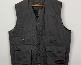 Vintage Timberland Gray Down Insulated Button Up Vest