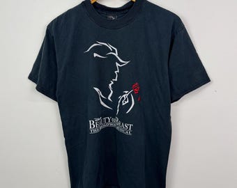 Vintage The Beauty And The Beast Broadway Musical Graphic Black T Shirt size Medium