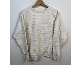 Vintage Knit Sweater 1990s Calvin Klein Wavecap 3D Knit Sweater Size M