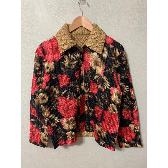 Vintage Gilded Ruffle Floral Zip Jacket