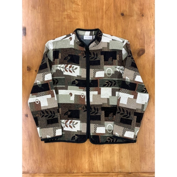 Vintage 1990s Medium Java Branch Block Cardigan 2… - image 2