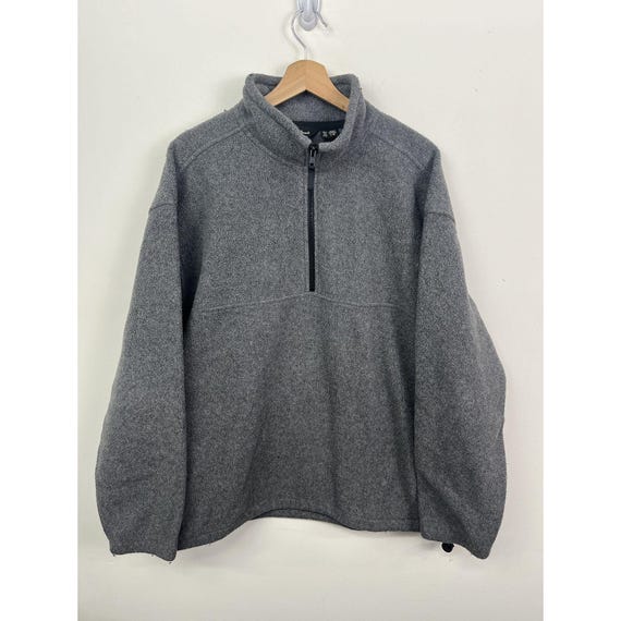 Vintage Fleece 1990s Eddie Bauer Grey Quarterzip Fleece Sweatshirt