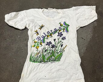 Vintage 1980s Dalarna Spring Flower Tee Shirt Size Kids M