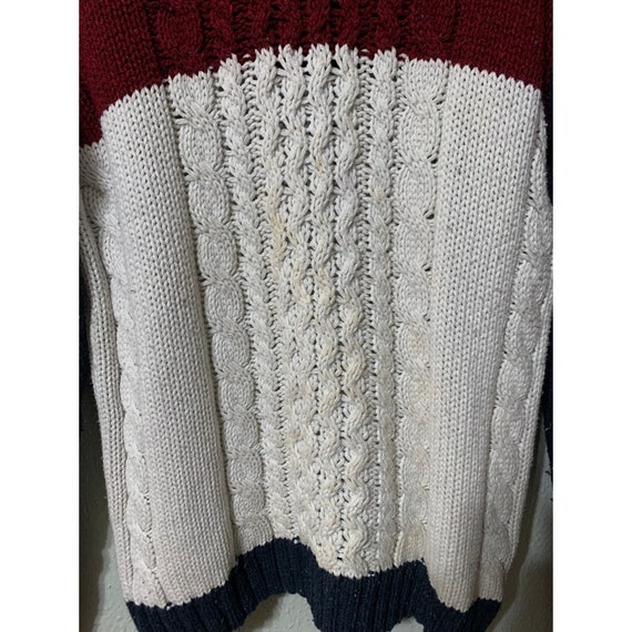 Vintage Red White Blue Wave Cableknit Sweater - image 2