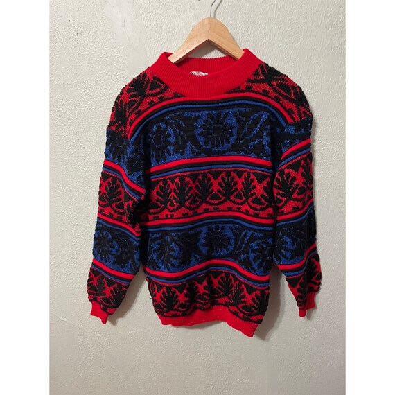 Vintage 90s Fleur Band Shimmer Knit Sweater - image 1