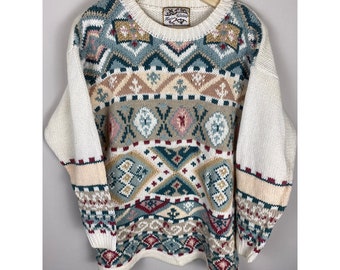 Vintage Garden Diamond Knit Sweater vintage rare find gift for her gift for himvintage tshirt