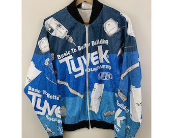 Vintage 1990s Tyvek Dupont All Over Print Light Windbreaker Jacket Size XL