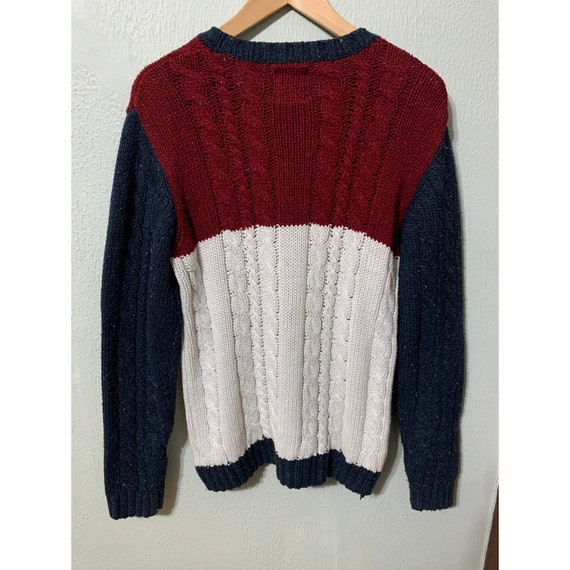 Vintage Red White Blue Wave Cableknit Sweater - image 4