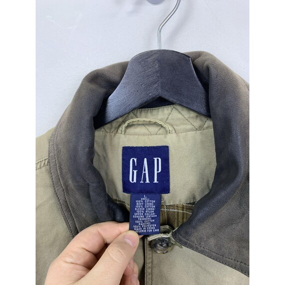 Vintage 1990s Gap Leather Collar Canvas Hunting Jacket Size L - Etsy