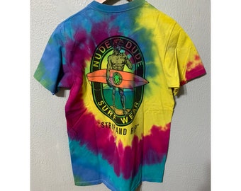 Vintage Nude Dude Surf Wear Tie Dye Teevintage-t-shirt
