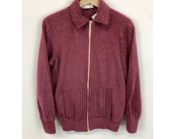 Vintage 1980s Shaggy Zip Fleece 80s A Trifle Bit Zip Mohair Fleece Zip Sweater Size M Vintage Outdoors gear outerwear gift 70s 80s