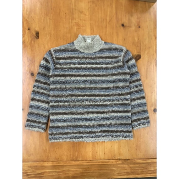 Vintage 2000s  Striped Shaggy Mohair Knit Sweater 