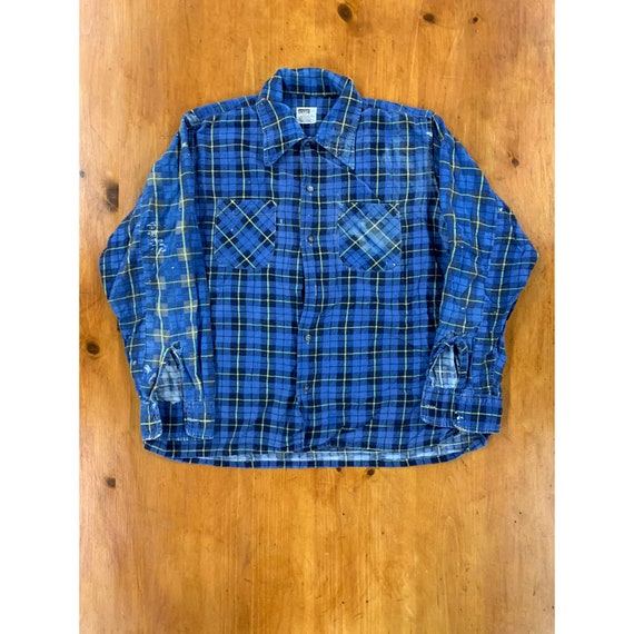 Vintage 1970s Montgomery Ward Distressed Flannel … - image 1