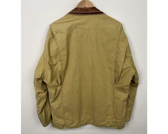Vintage 90s Banana Republic Leather Collar Canvas Safari Jacket