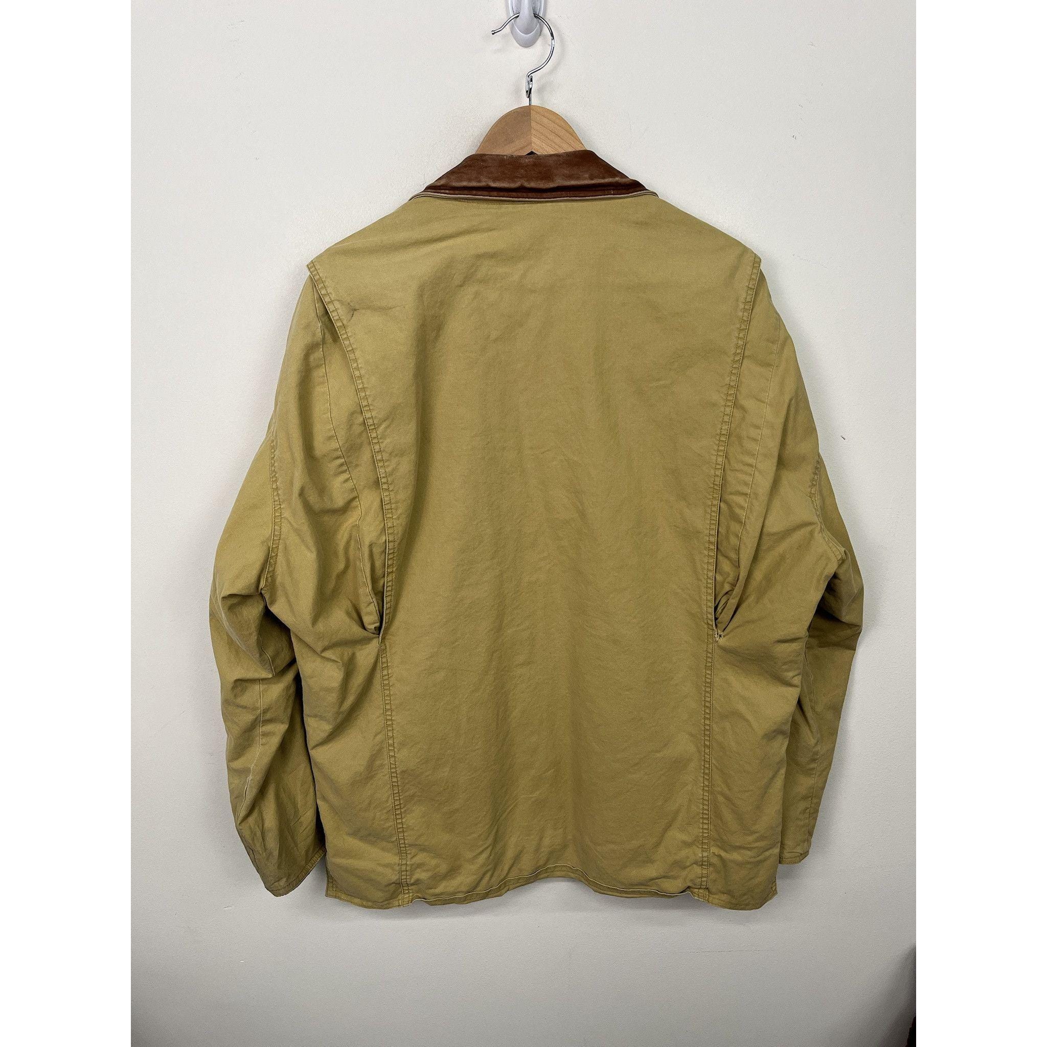 Vintage 90s Banana Republic Leather Collar Canvas Safari Jacket